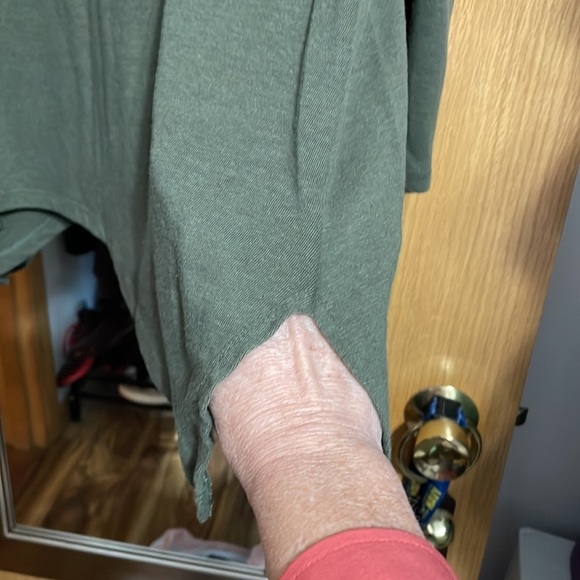 LOGO Lori Goldstein green open cardigan with tie size Medium front pockets - Picture 9 of 11